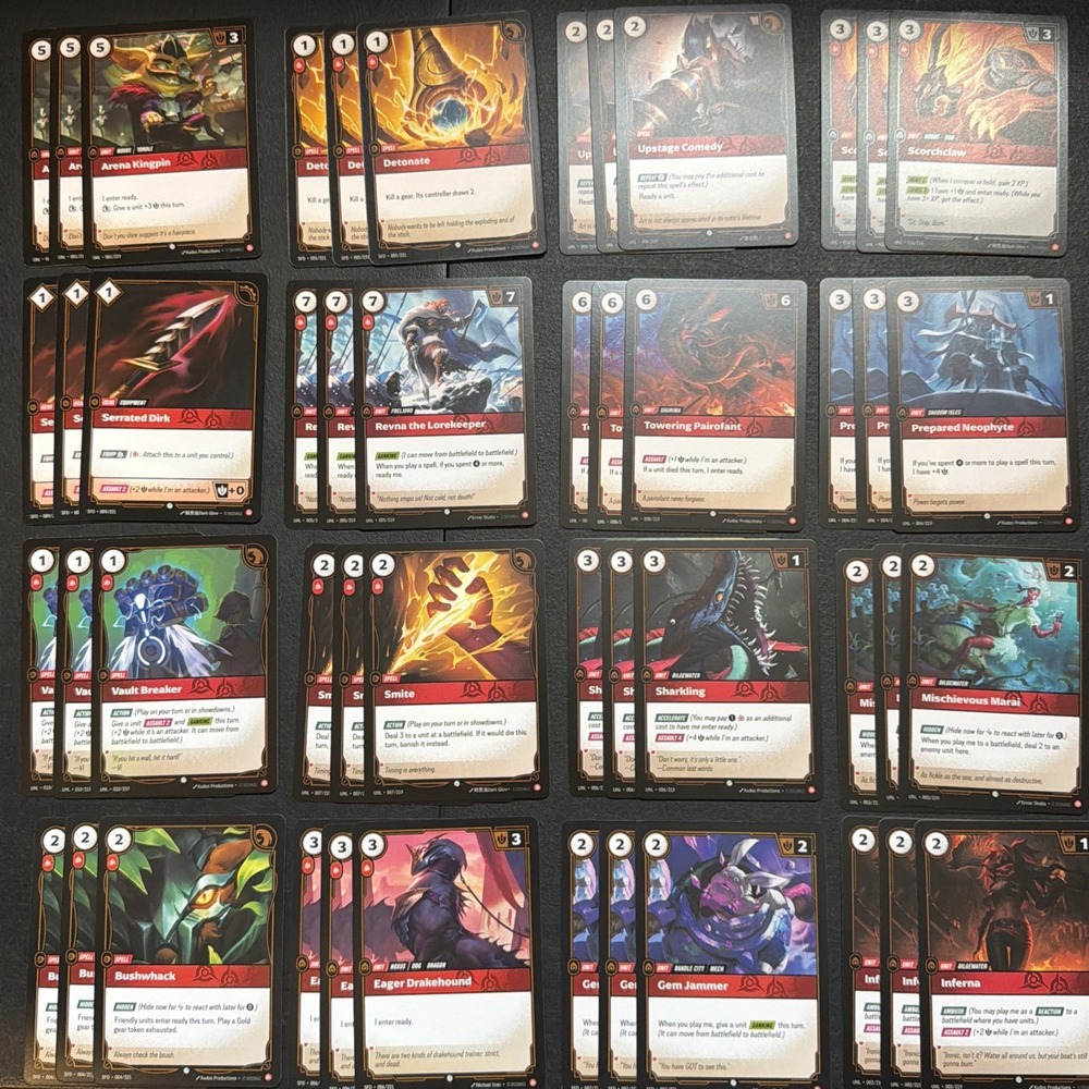 Riftbound Red Playset Lot 48 Cards Total Fury Rune UNL & SFD